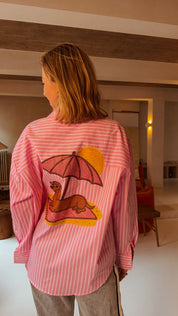 Mare blouse roze gestreept
