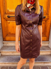 Hailey jurk bordeaux lederlook