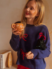 Nina trui blauw met strikjes