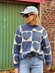 Liese trui blauw hartjes