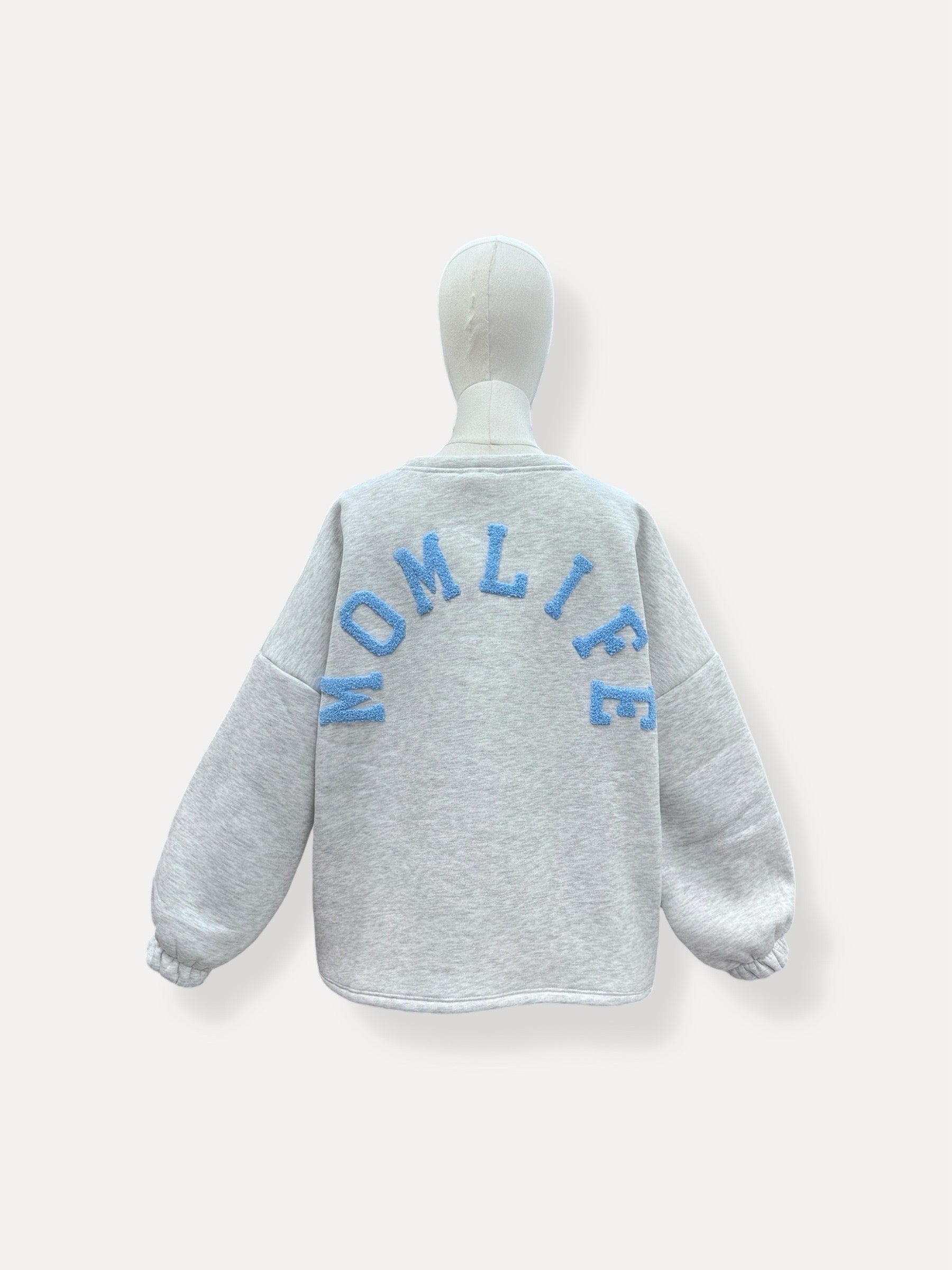 Momlife sweater grijs/blauw