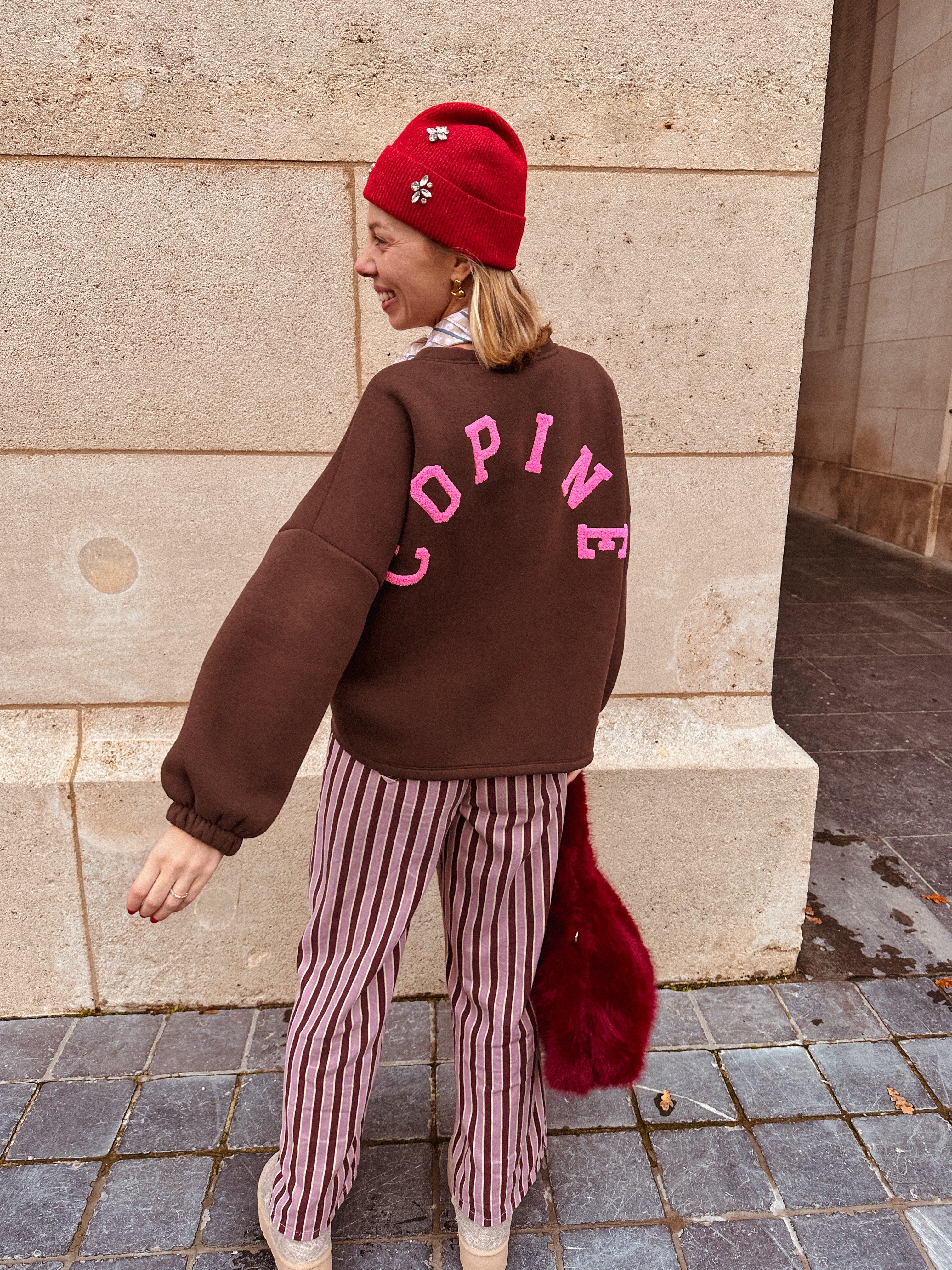 Copine sweater bruin/roze