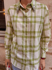 Gemma blouse groen strass
