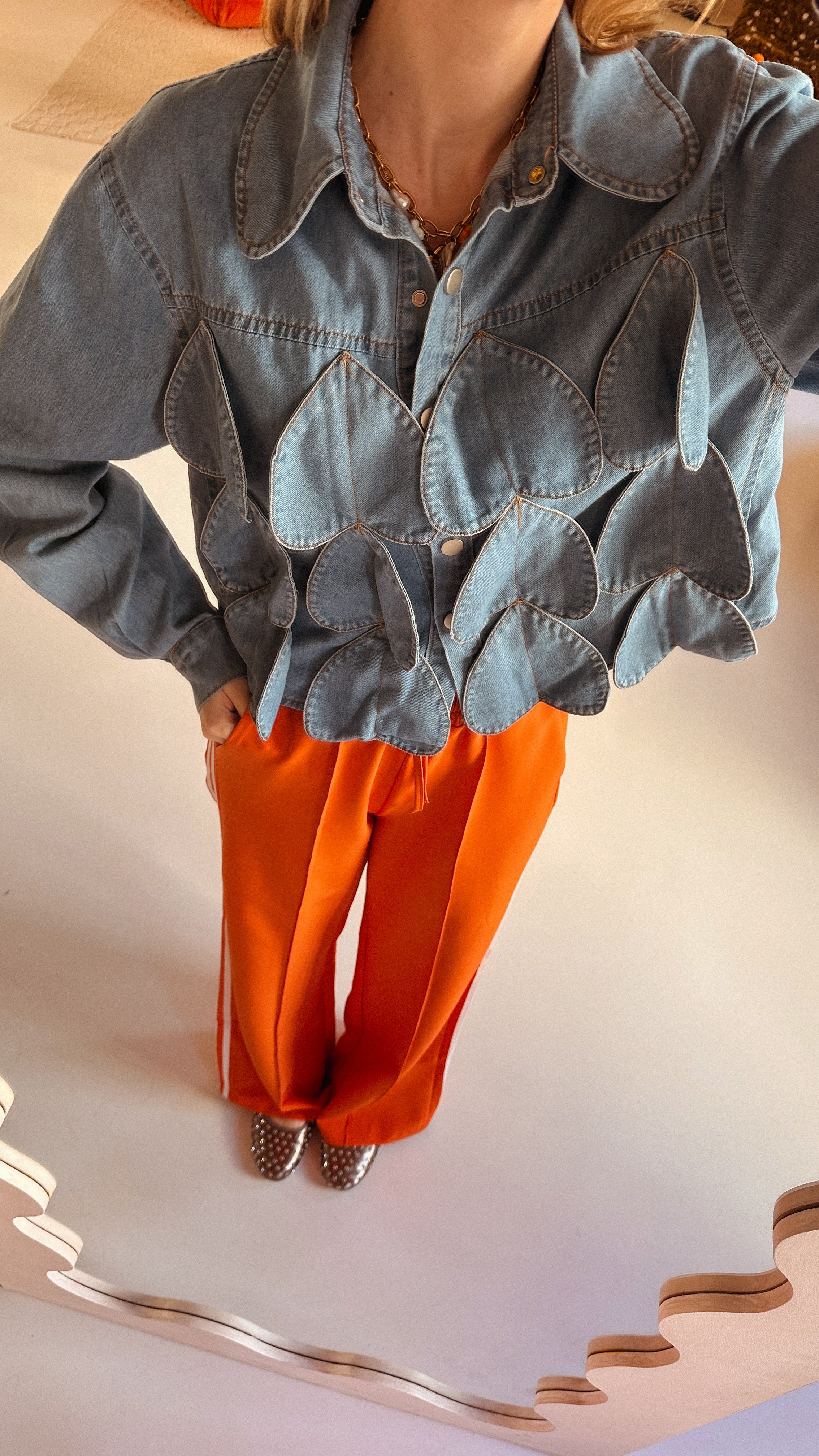 Mia jeansblouse hartjes