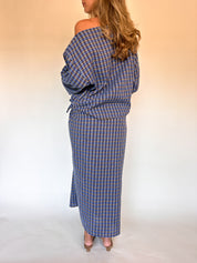 Romy rok geruit blauw