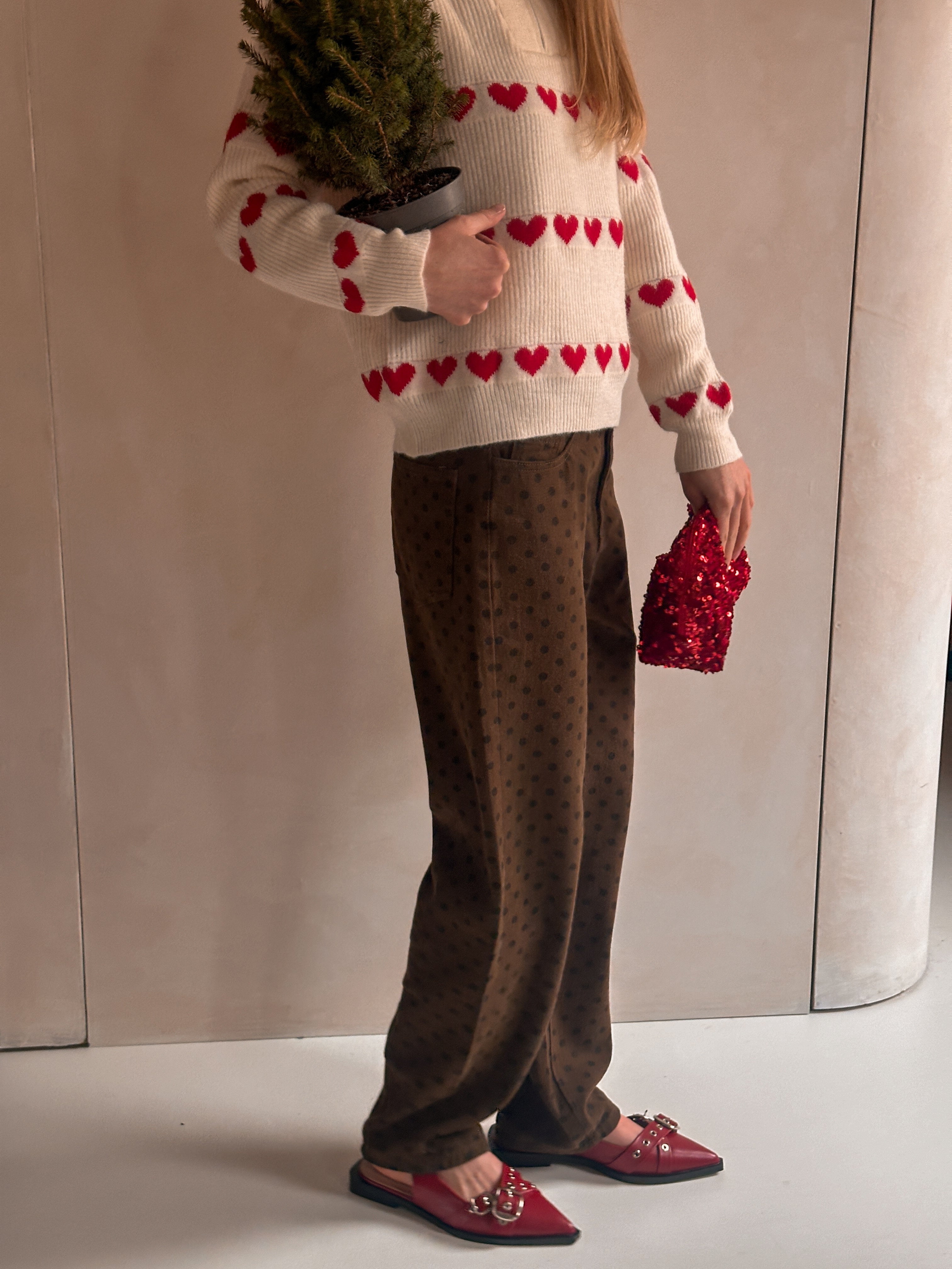 Aluna broek bruin Polka