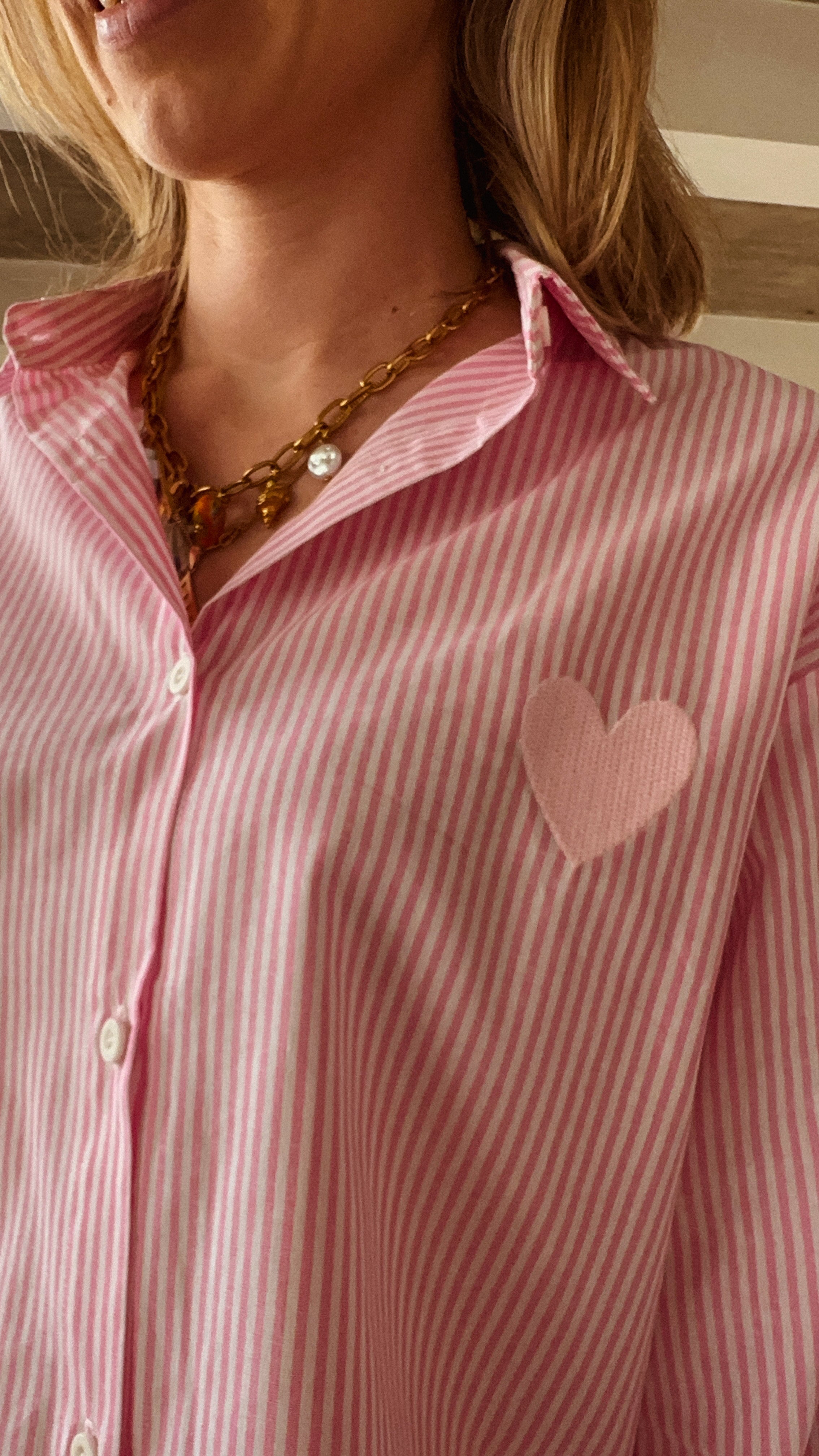 Lana blouse roze gestreept