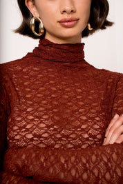 Olivia bordeaux kanten top