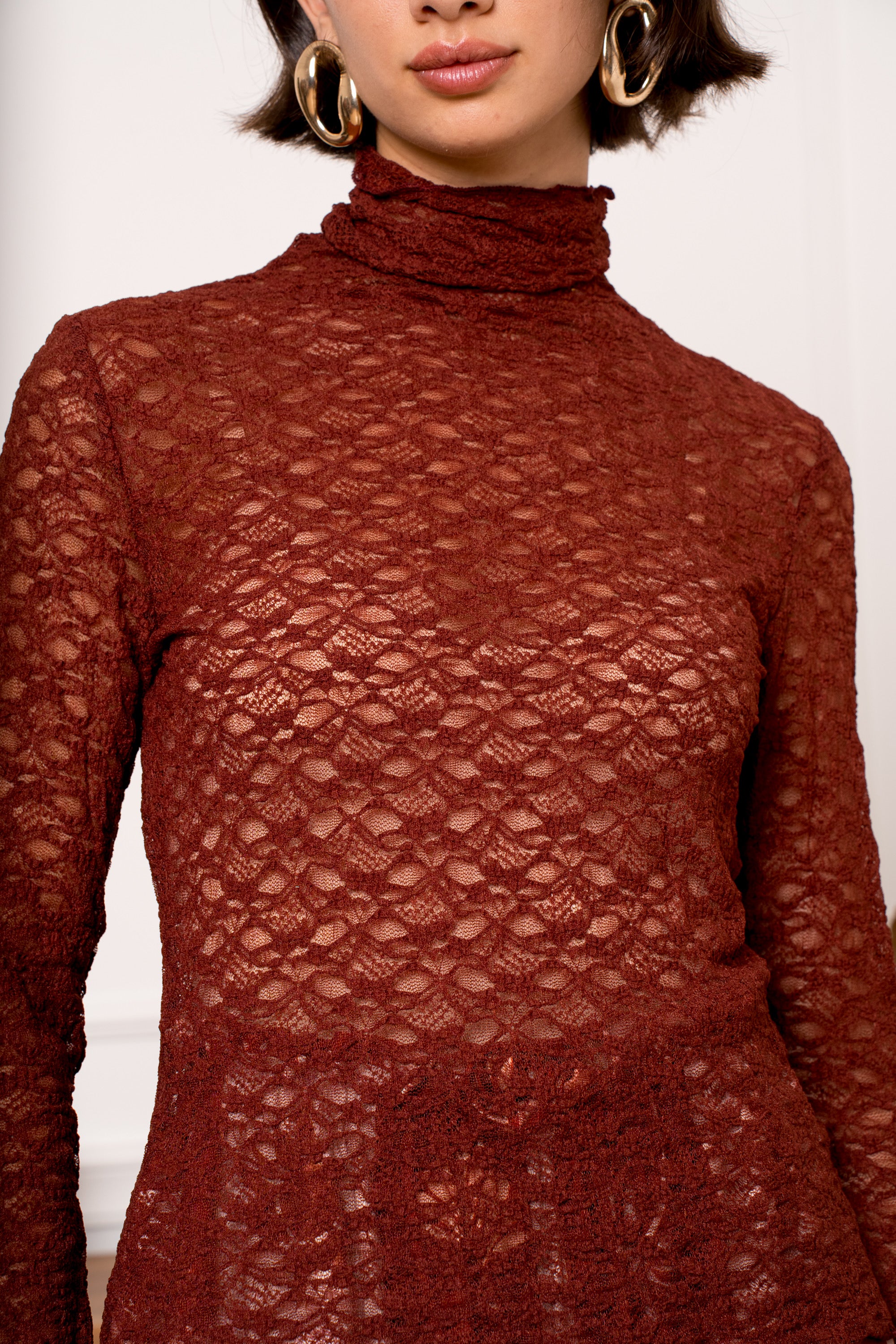 Olivia bordeaux kanten top
