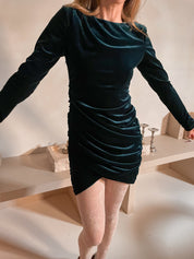 Davina jurk groen velvet