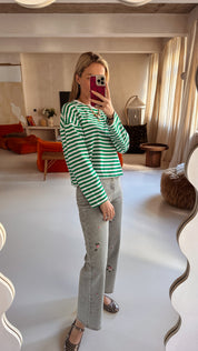 Striped longsleeve groen/ecru
