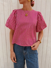 Jane stripe balloon sleeve blouse