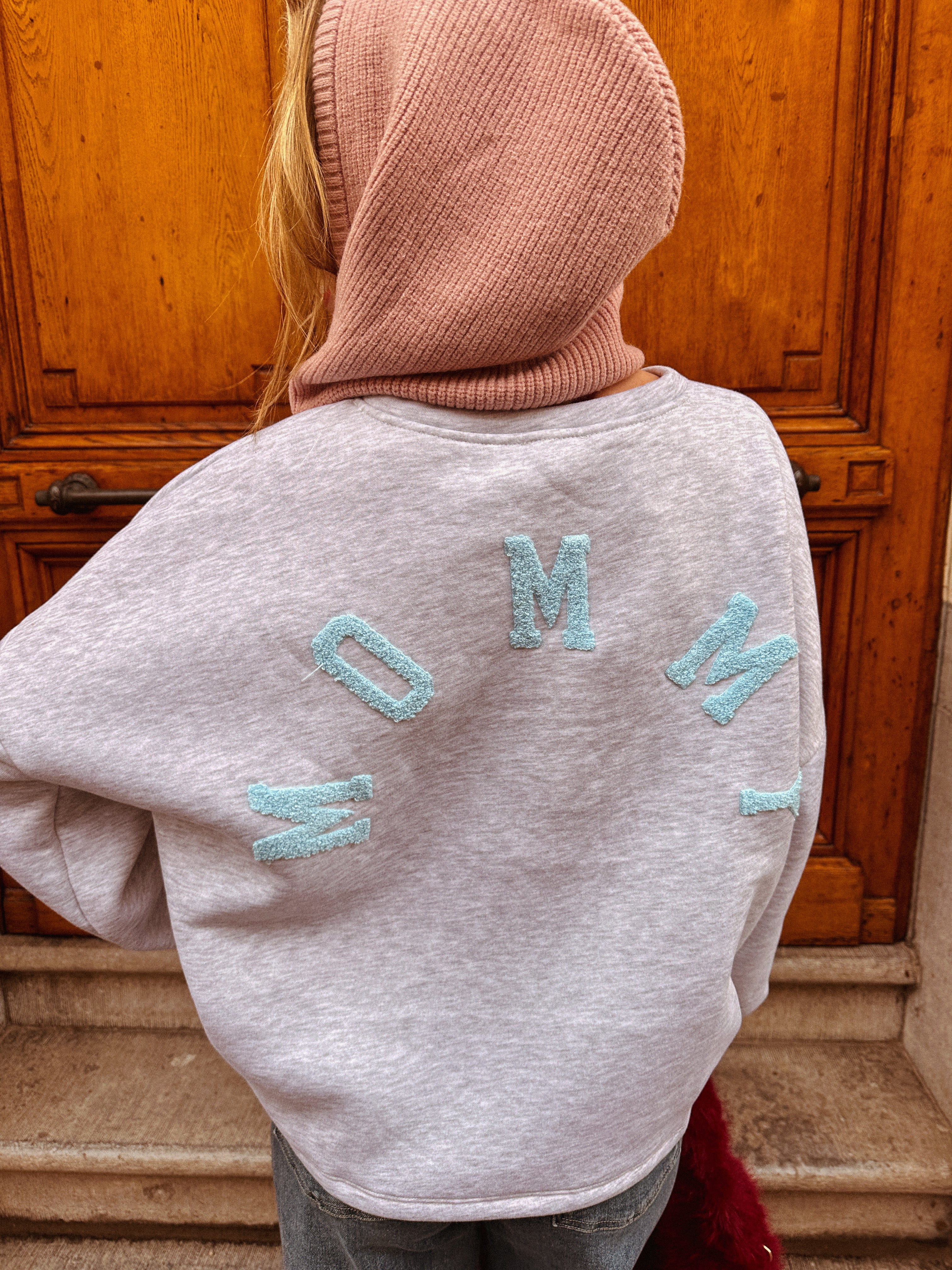 Mommy sweater grijs/blauw