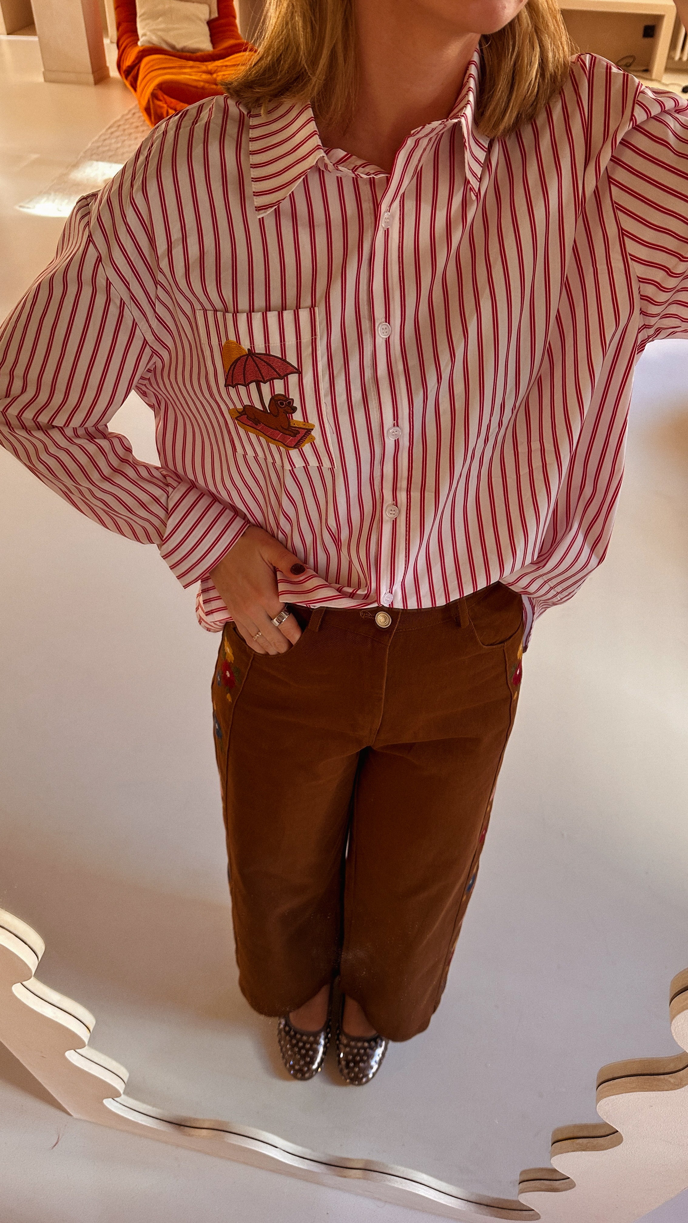 Mare blouse bordeaux gestreept