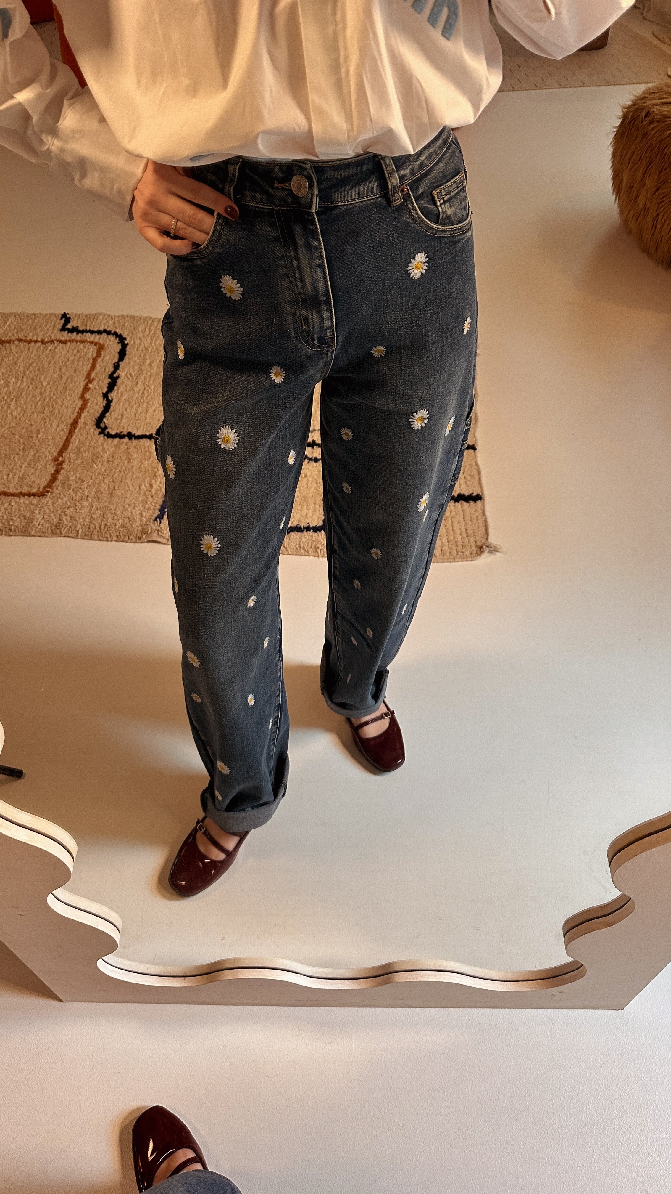 Fleur jeansbroek bloemen