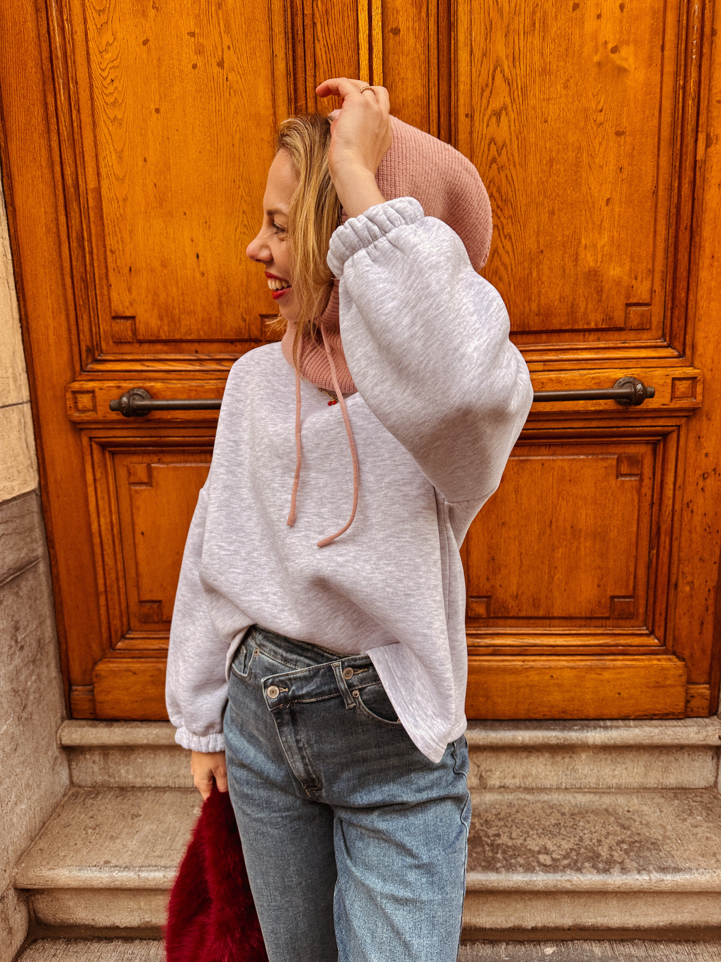 Mommy sweater grijs/blauw