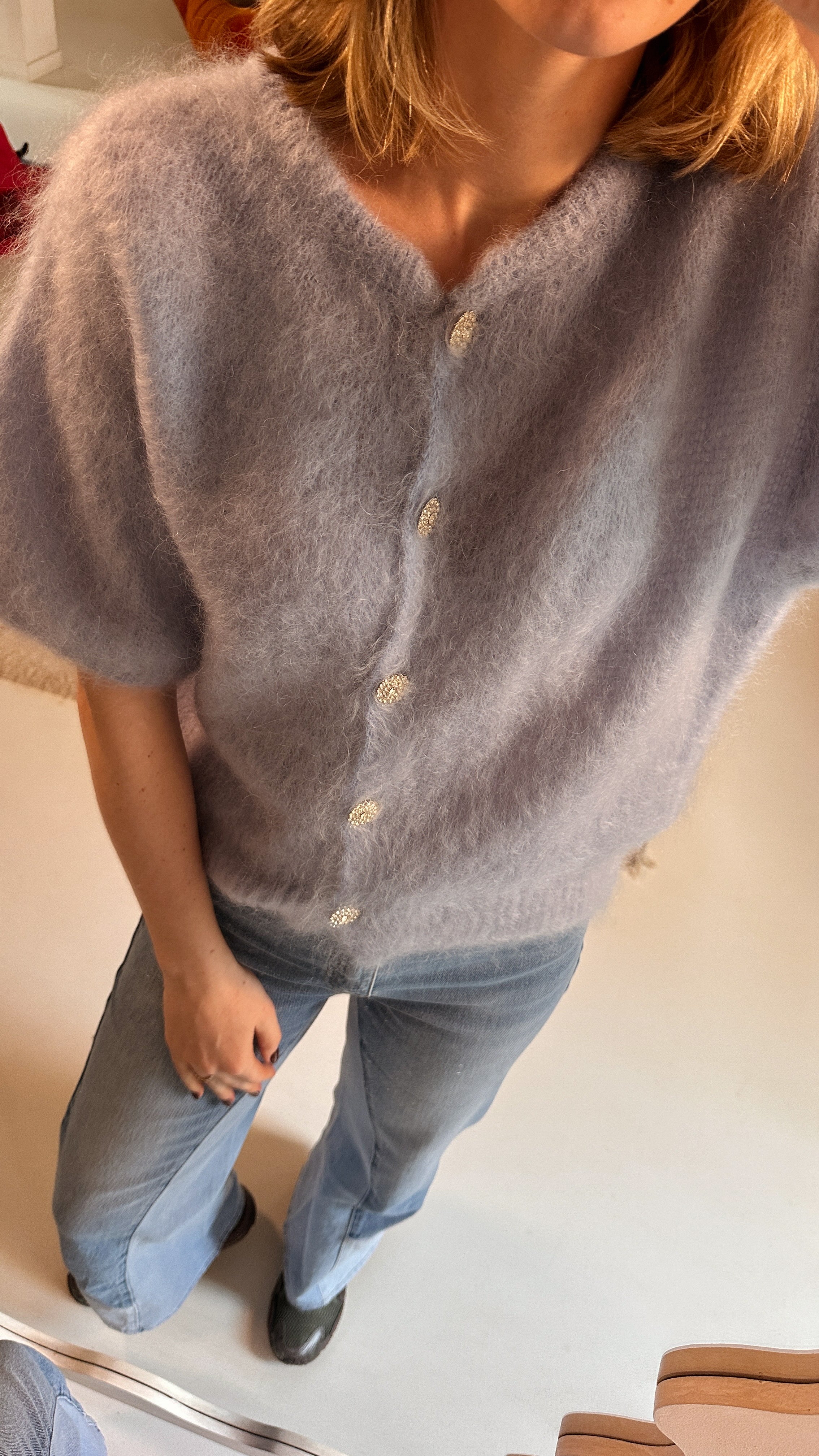 Nori trui lichtblauw korte mouw