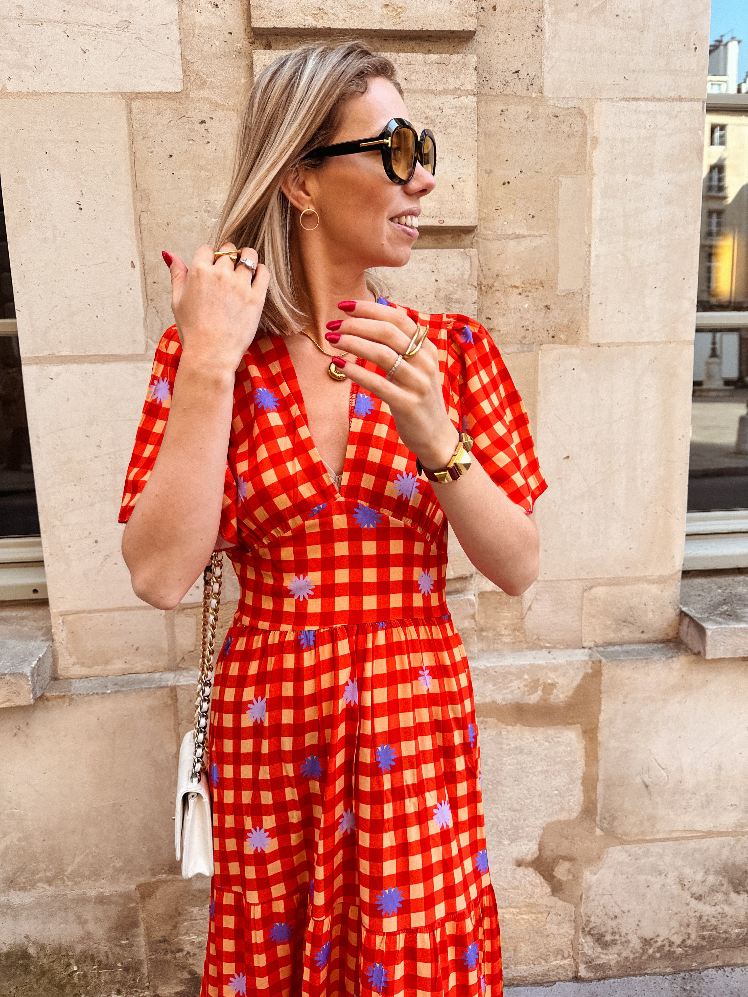 Donna jurk oranje geruit