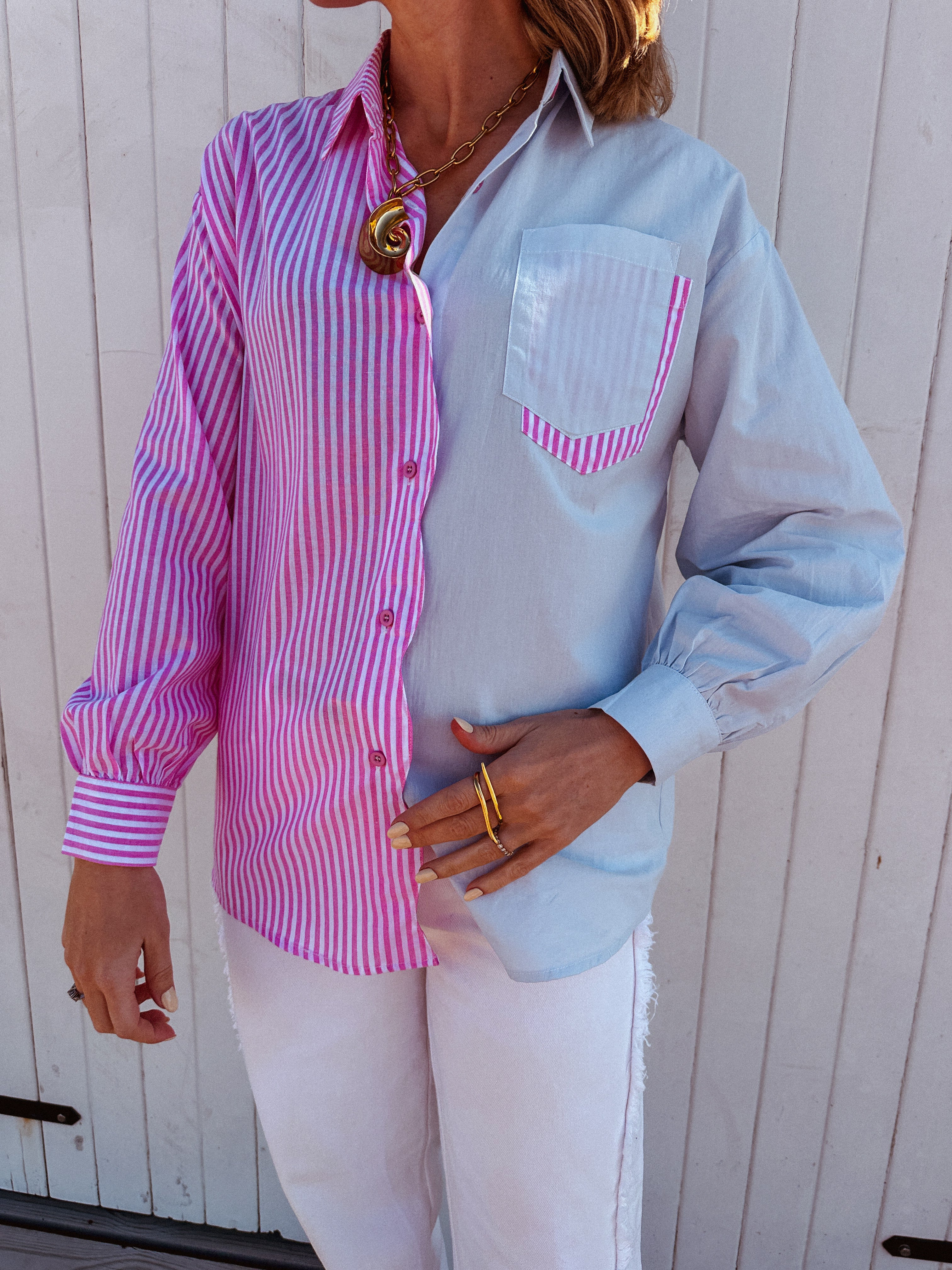 Miranda blouse roze/blauw