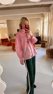 Tina blouse roze/wit gestreept