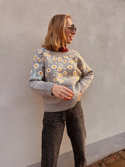 Jess trui grijs gebloemd