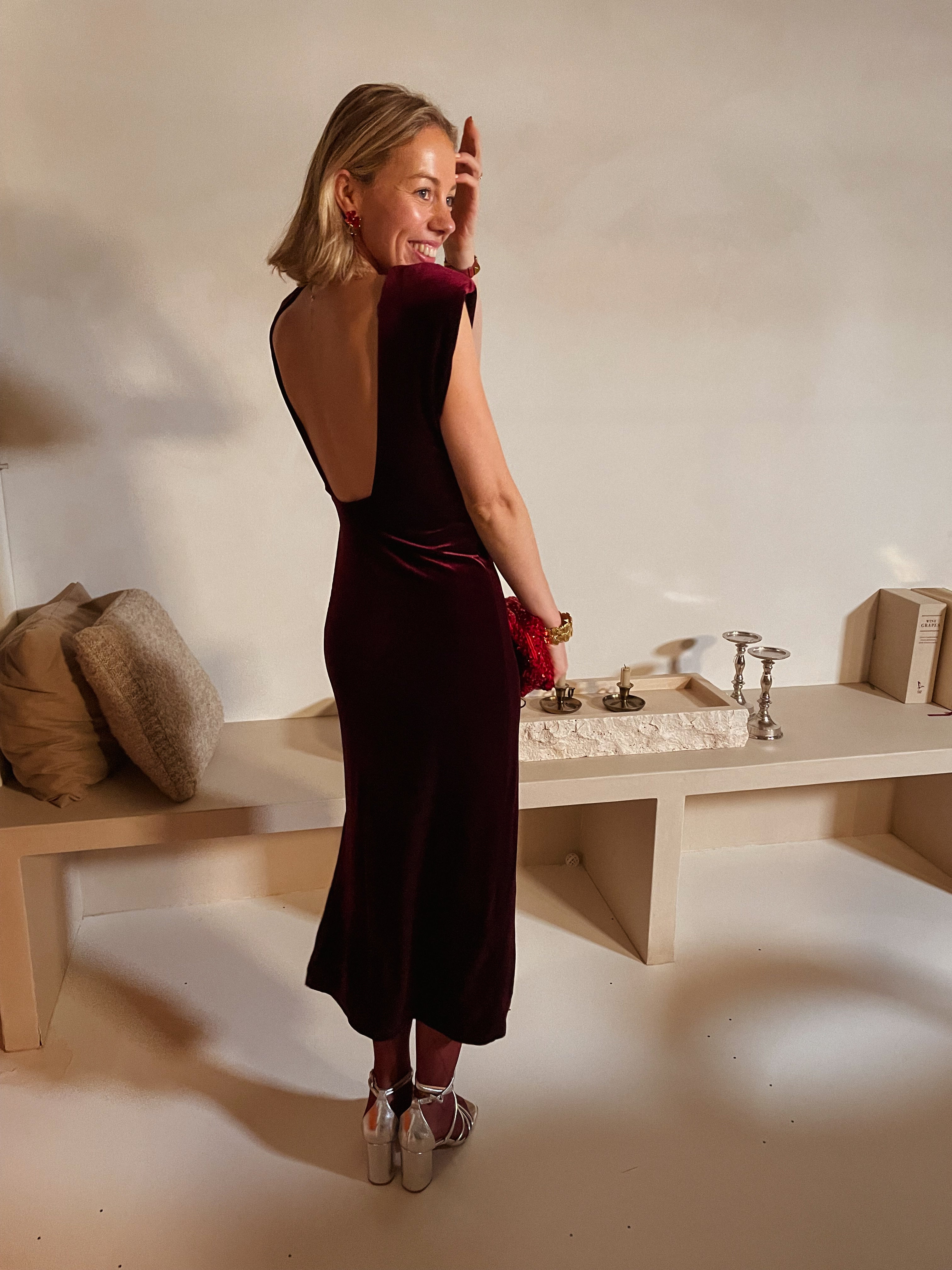 Avenne jurk burgundy velvet