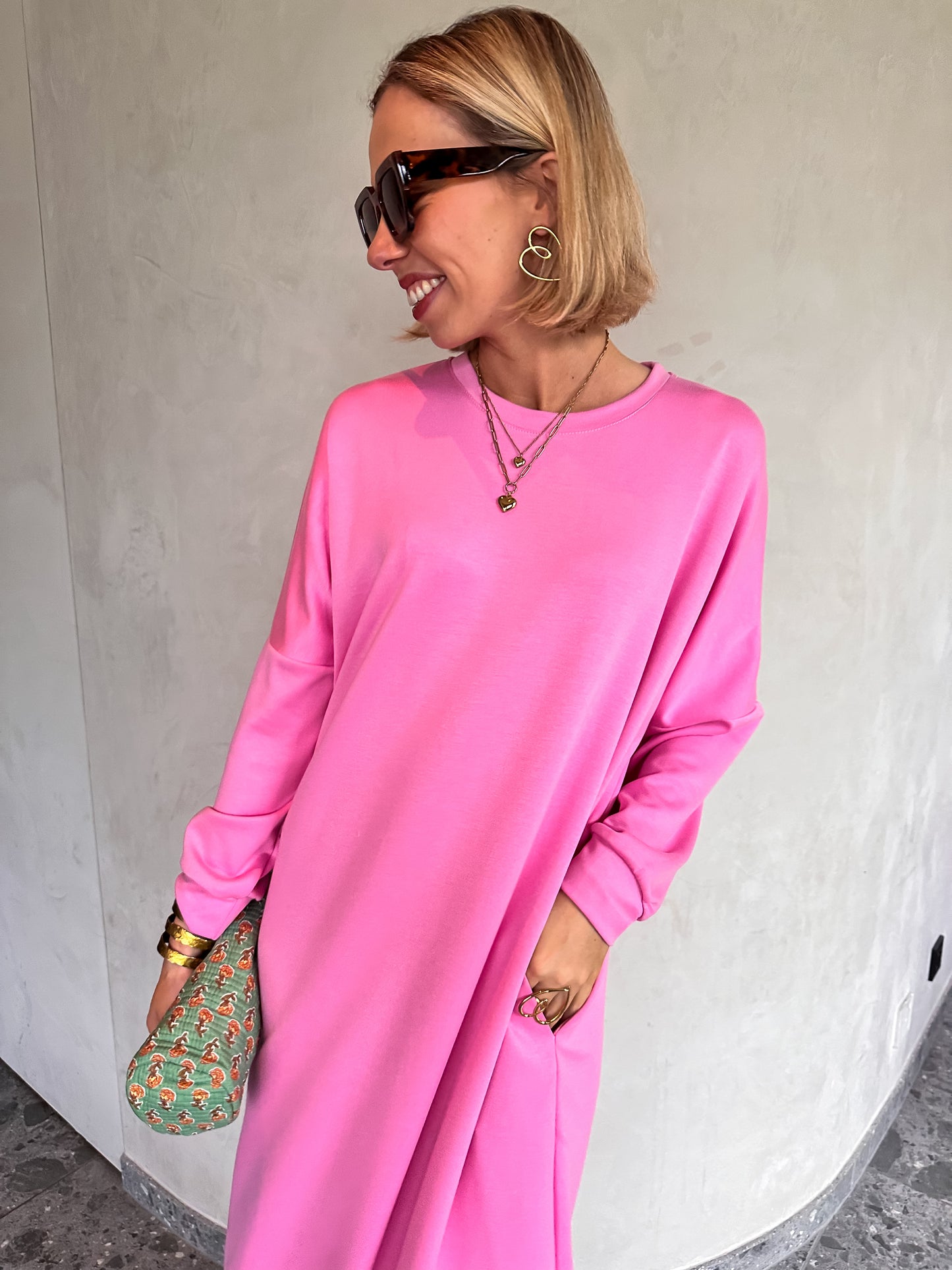 Isaura sweaterjurk roze