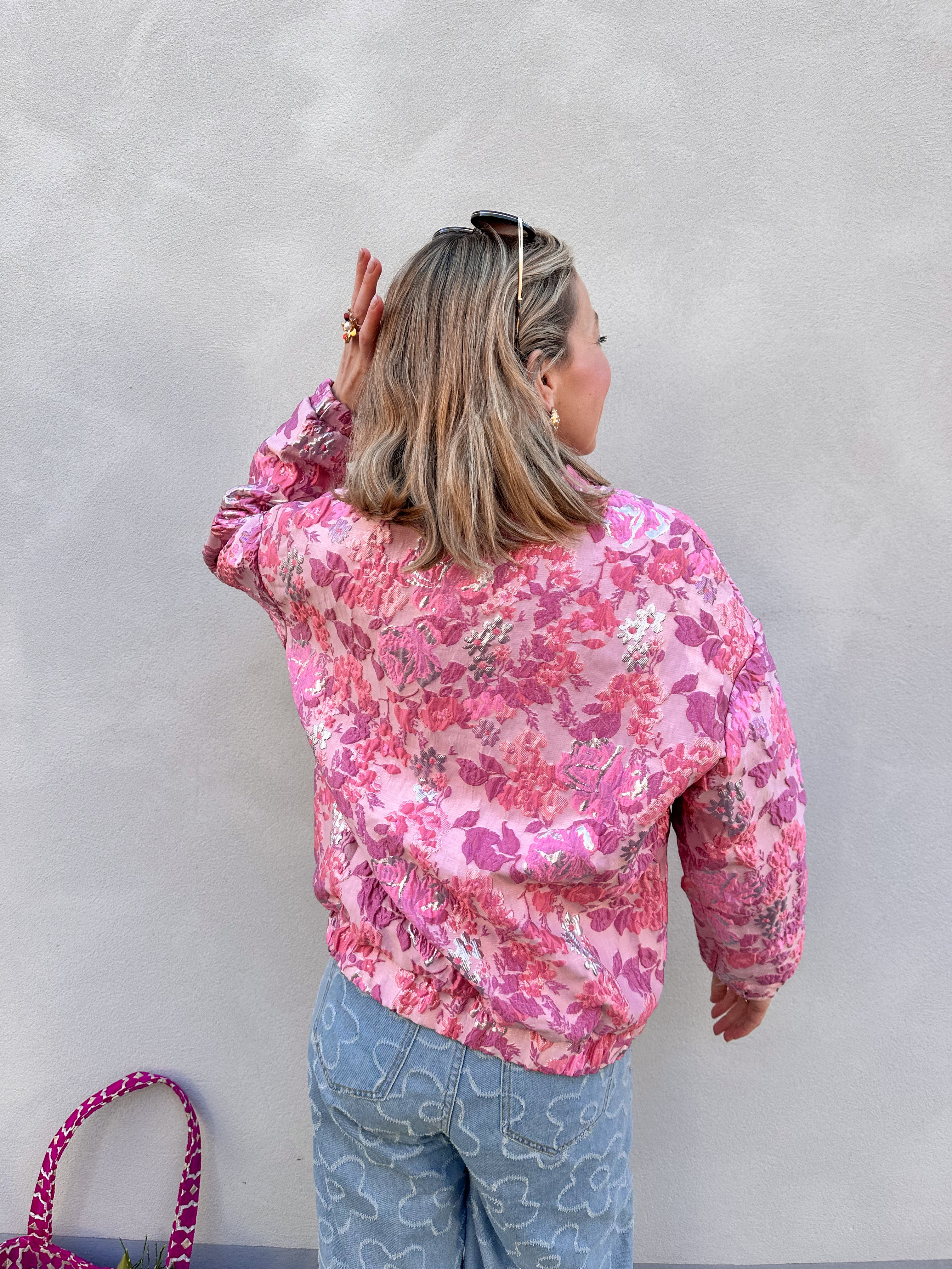 Rosie bomberjas roze gebloemd