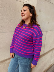 Jelena trui gestreept roze/paars