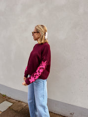 Alba trui bordeaux pailletten