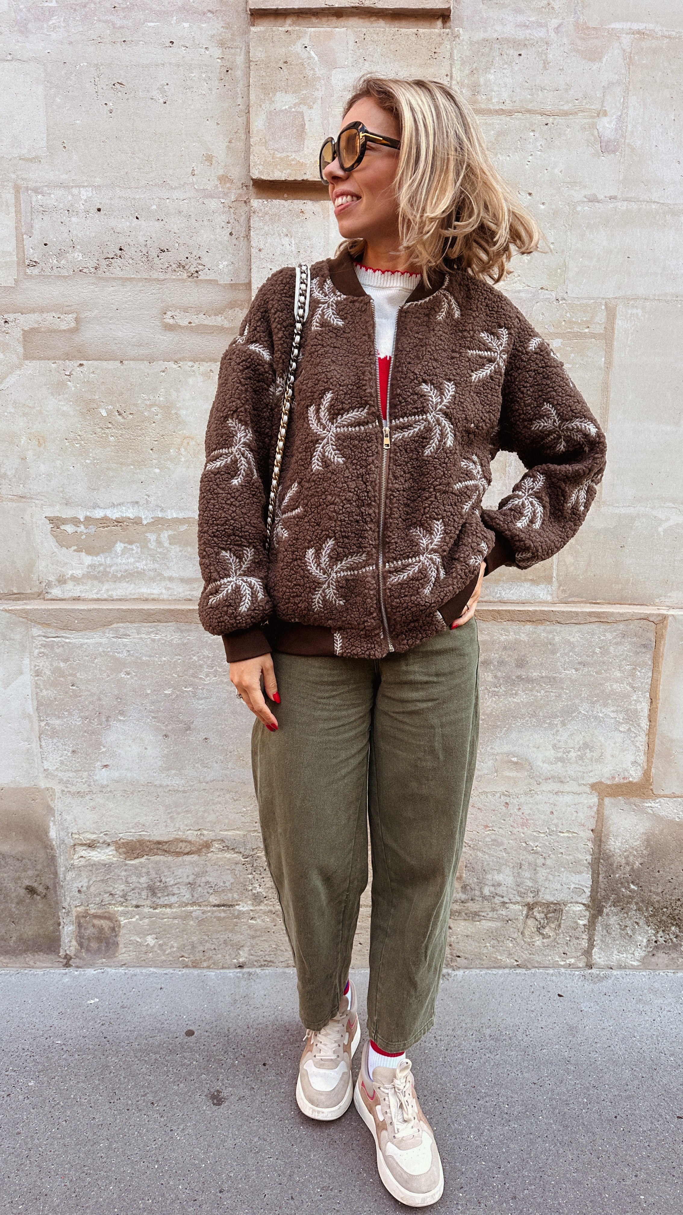 Palmtree fleece bruin