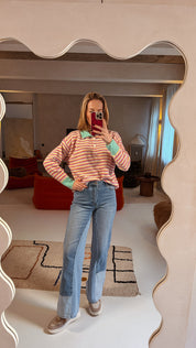 Isla polo trui mintgroen gestreept