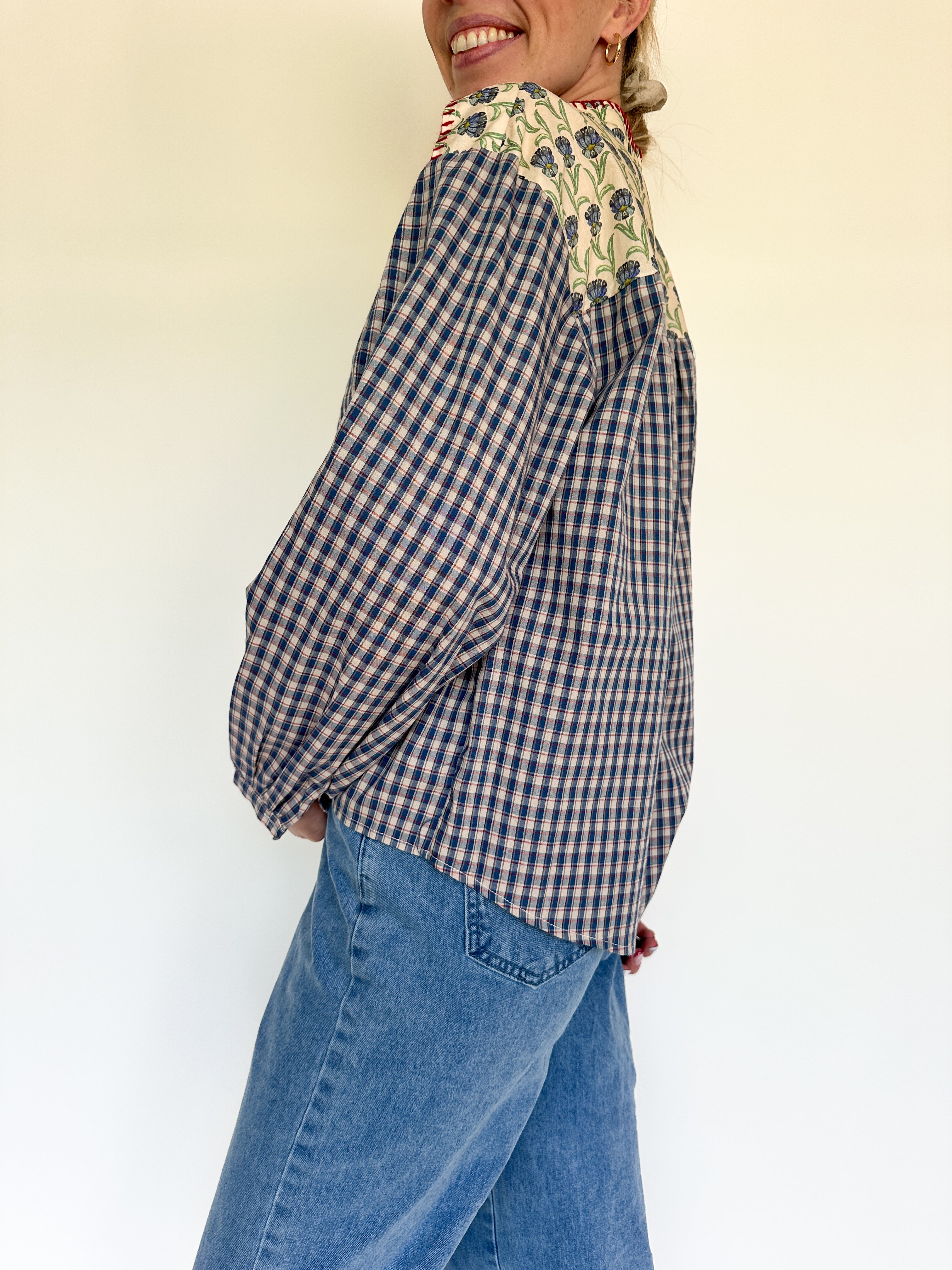 Myla blouse geruit gebloemd