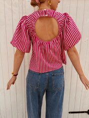 Jane stripe balloon sleeve blouse