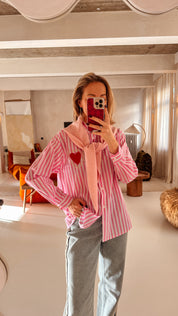 Clara katoenen blouse roze gestreept