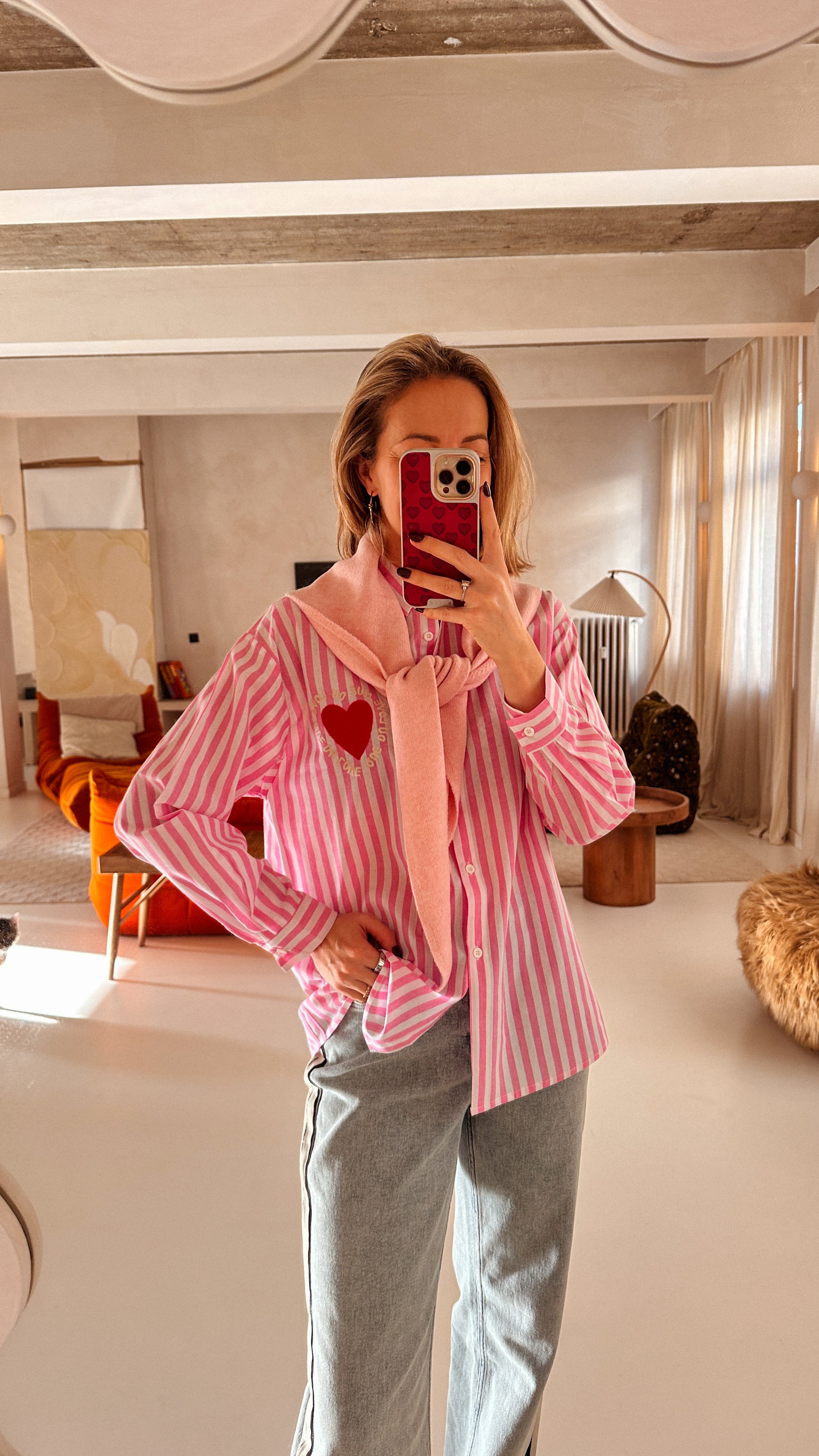 Clara katoenen blouse roze gestreept