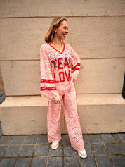 Tess kanten broek roze