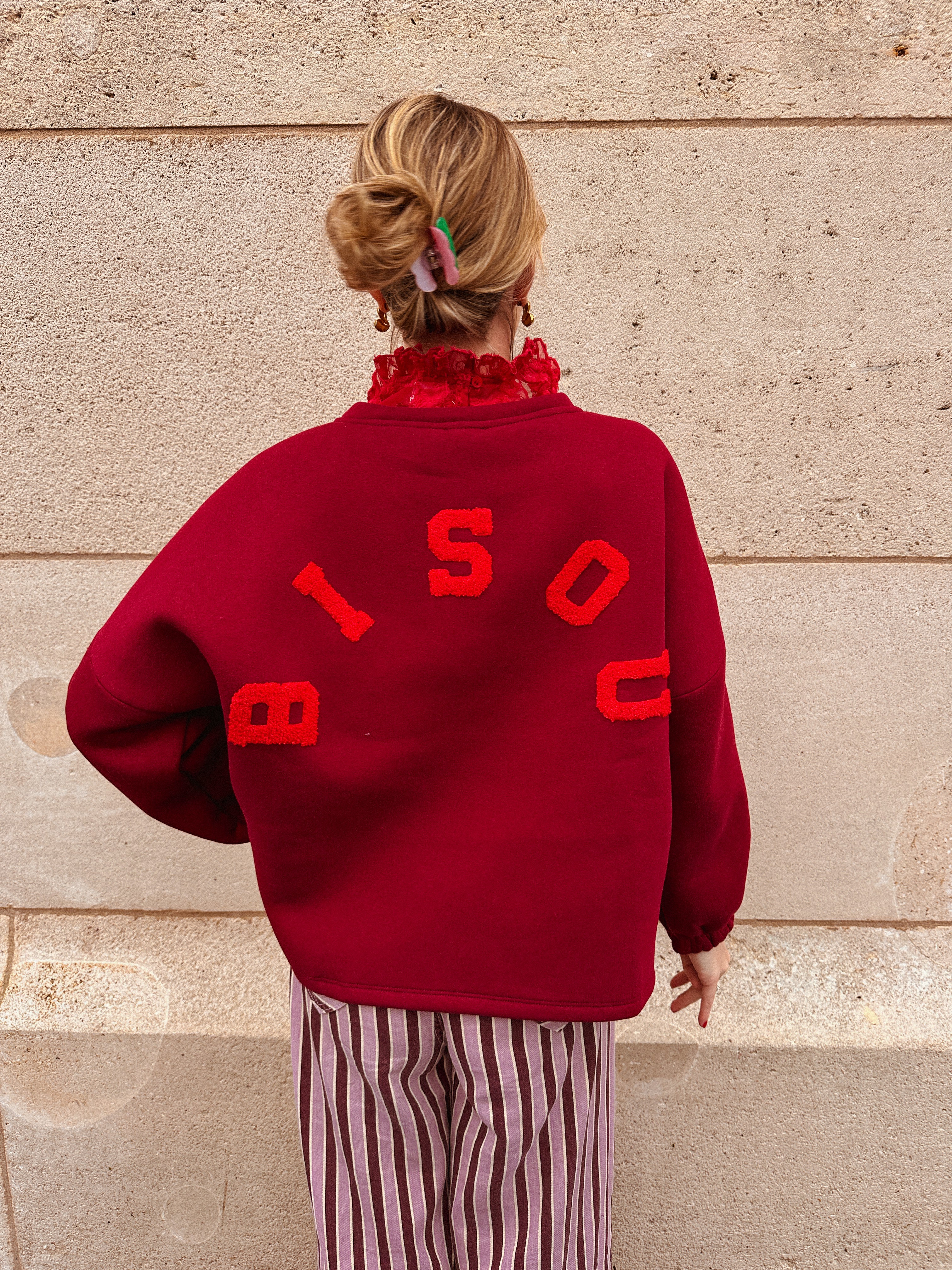 Bisous sweater burgundy/rood