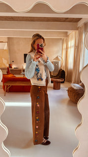 Sienna broek bruin gebloemd