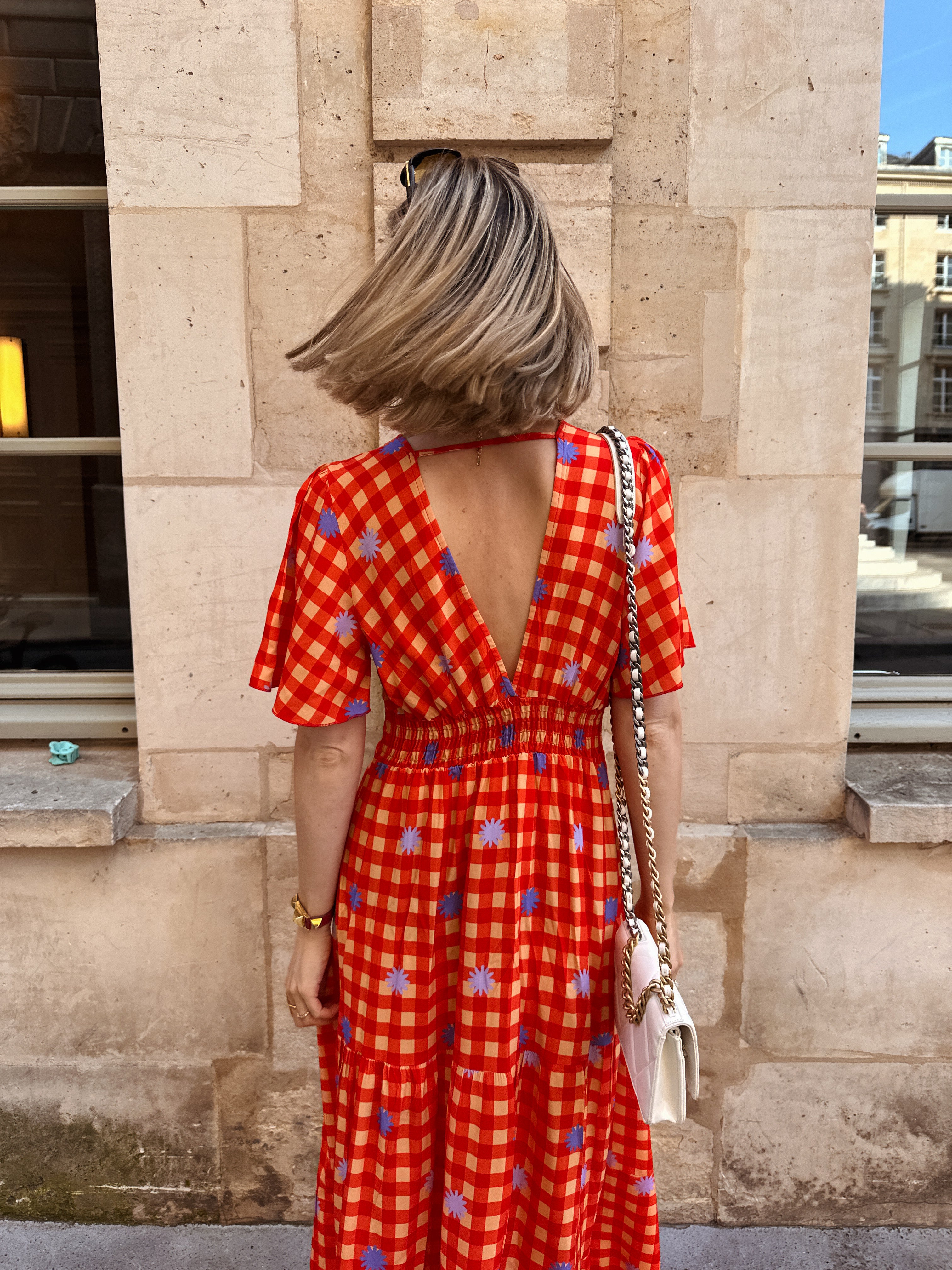 Donna jurk oranje geruit