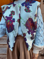 Metallic mouwloos jasje blauw