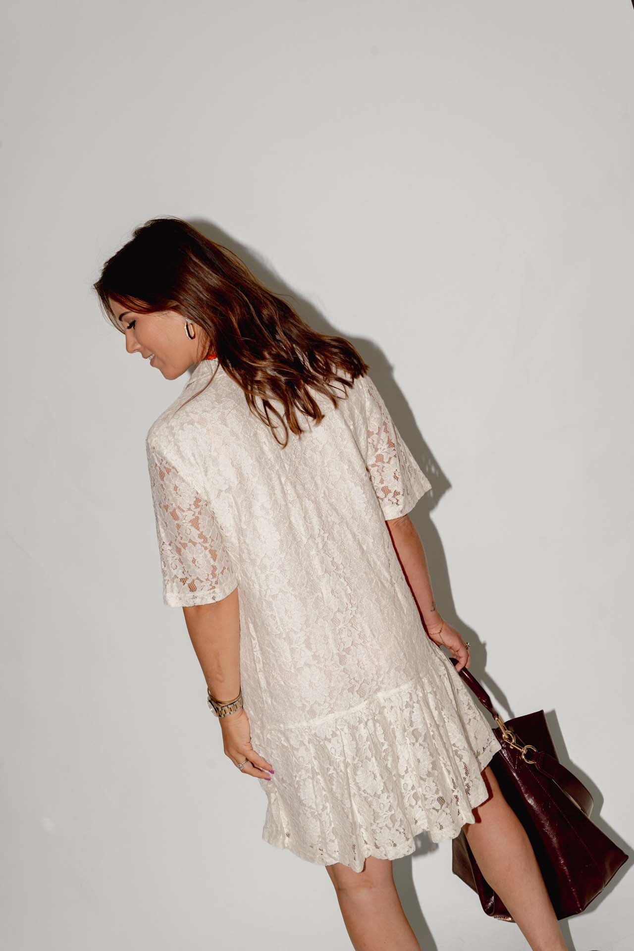 Franca kanten jurk wit