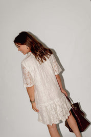 Franca kanten jurk wit