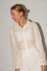 Cindy gehaakte blouse wit