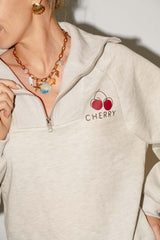 Cherry zipper sweater grijs
