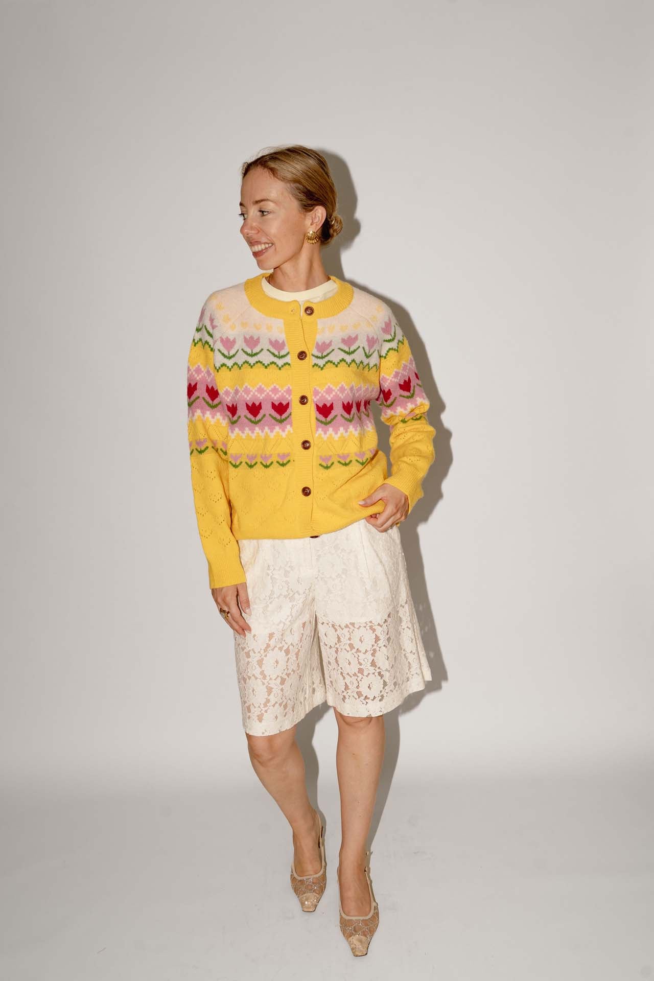 Terry Cardigan met bloemenmotief