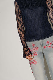 CR lace top donkerblauw