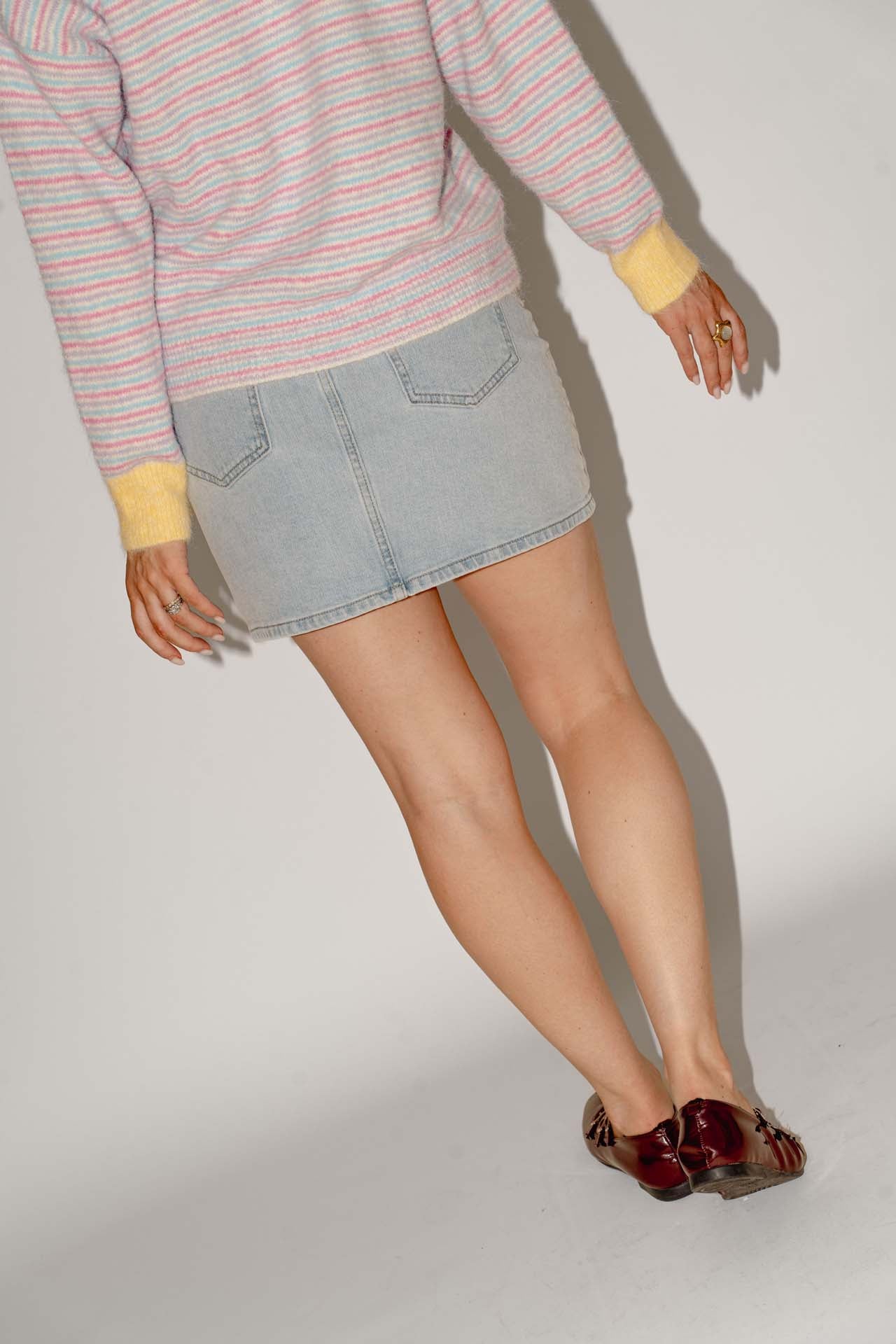 Jeansrok gebloemd