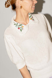 Ivory polo gebloemd