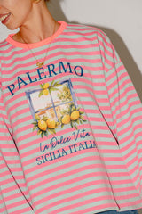 Colette longsleeve tee roze/blauw